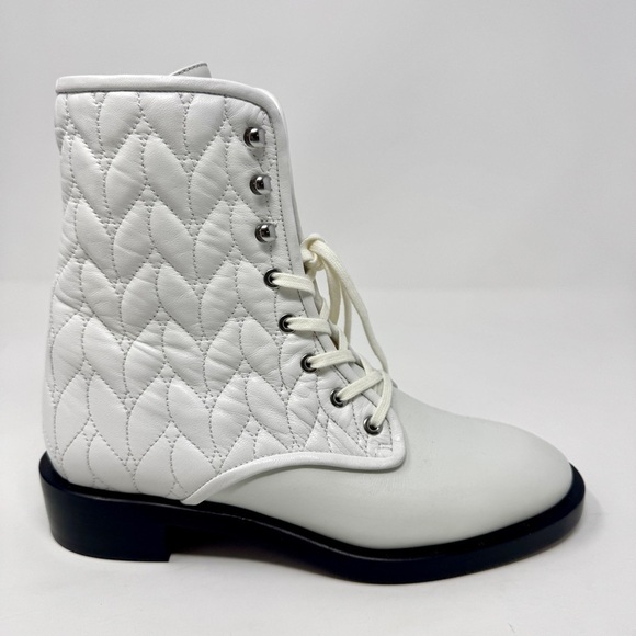 Stuart Weitzman White Quilted Lace Up Bootie - Picture 7 of 13